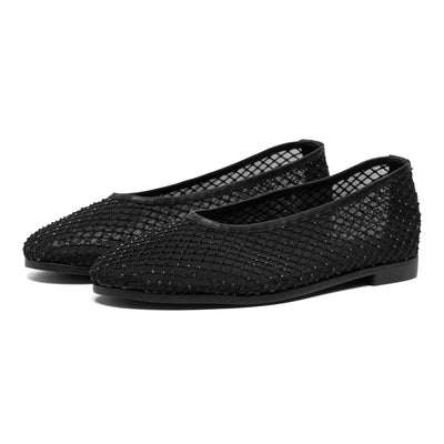 WODEN STB WOMENS Adeline Fishnet Ballerina 020 Black
