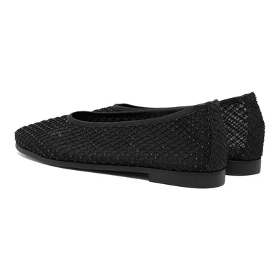 WODEN STB WOMENS Adeline Fishnet Ballerina 020 Black