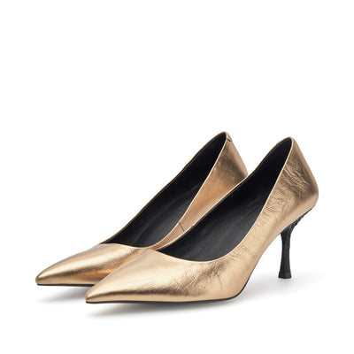 WODEN STB WOMENS Laura Metallic Heels 289 Dark Gold